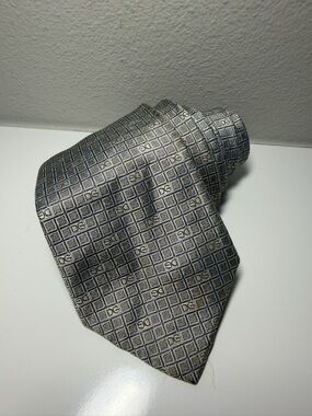 Dolce & Gabbana Gray Geometric Monogram Silk Tie